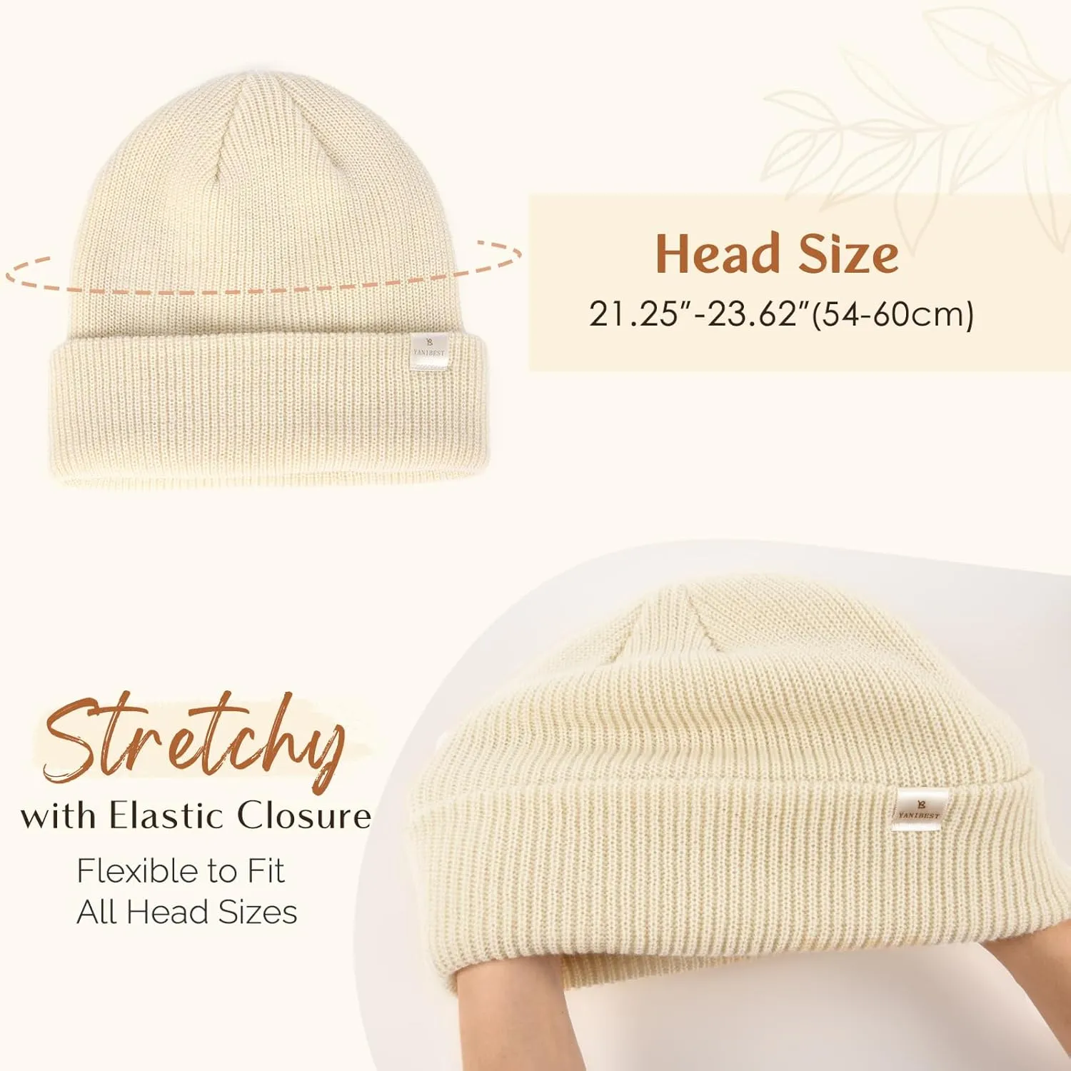 YANIBEST Beanie Hat for Women Men Satin Lined Beanie Hats Winter Hat Womens Cuffed Beanies Knit Skull Cap Warm Ski Hat Unisex