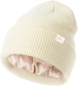 YANIBEST Beanie Hat for Women Men Satin Lined Beanie Hats Winter Hat Womens Cuffed Beanies Knit Skull Cap Warm Ski Hat Unisex