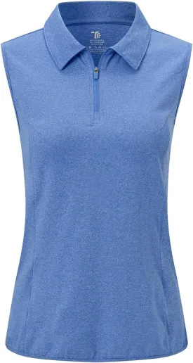 YSENTO Women's Sleeveless Golf Shirts Tops Clothes Collared 1/4 Zip Quick Dry Tennis Polo Shirts Apparel