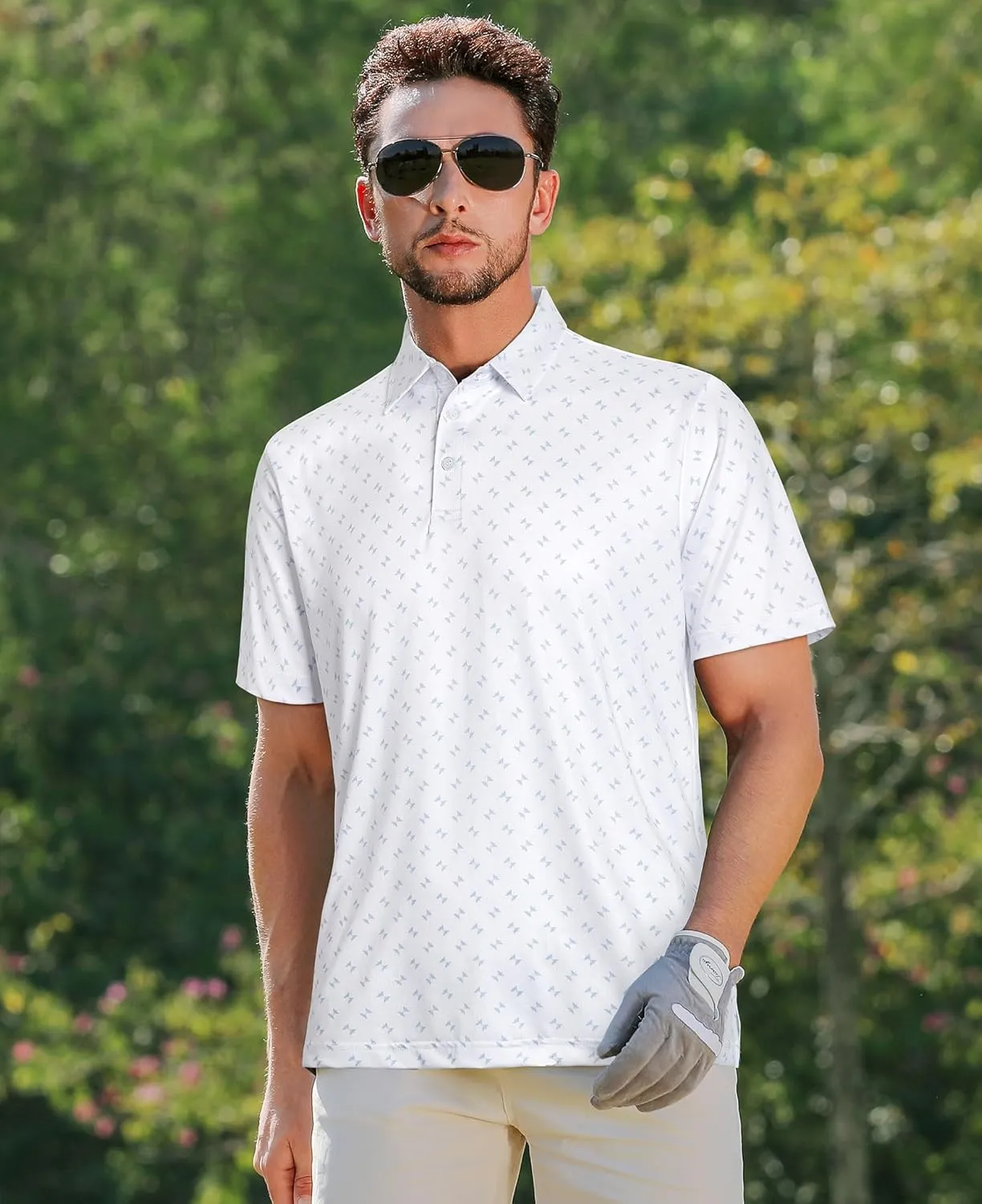 zeetoo Mens Polo Shirts Print Golf Shirts Performance Moisture Wicking Dry Fit Short Sleeve Golf Polo Shirts for Men